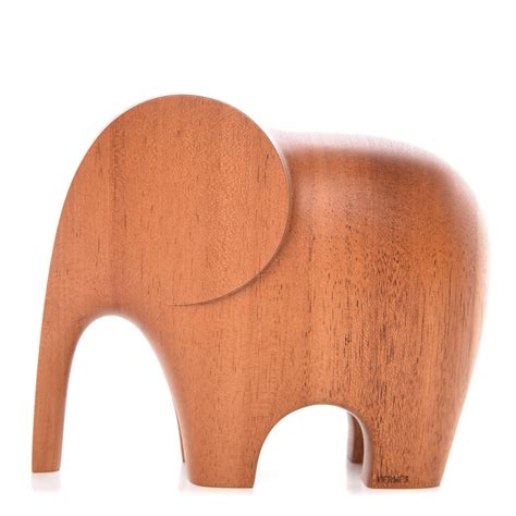 HERMES Mahogany Wood Elephant Lao Paperweight Naturel